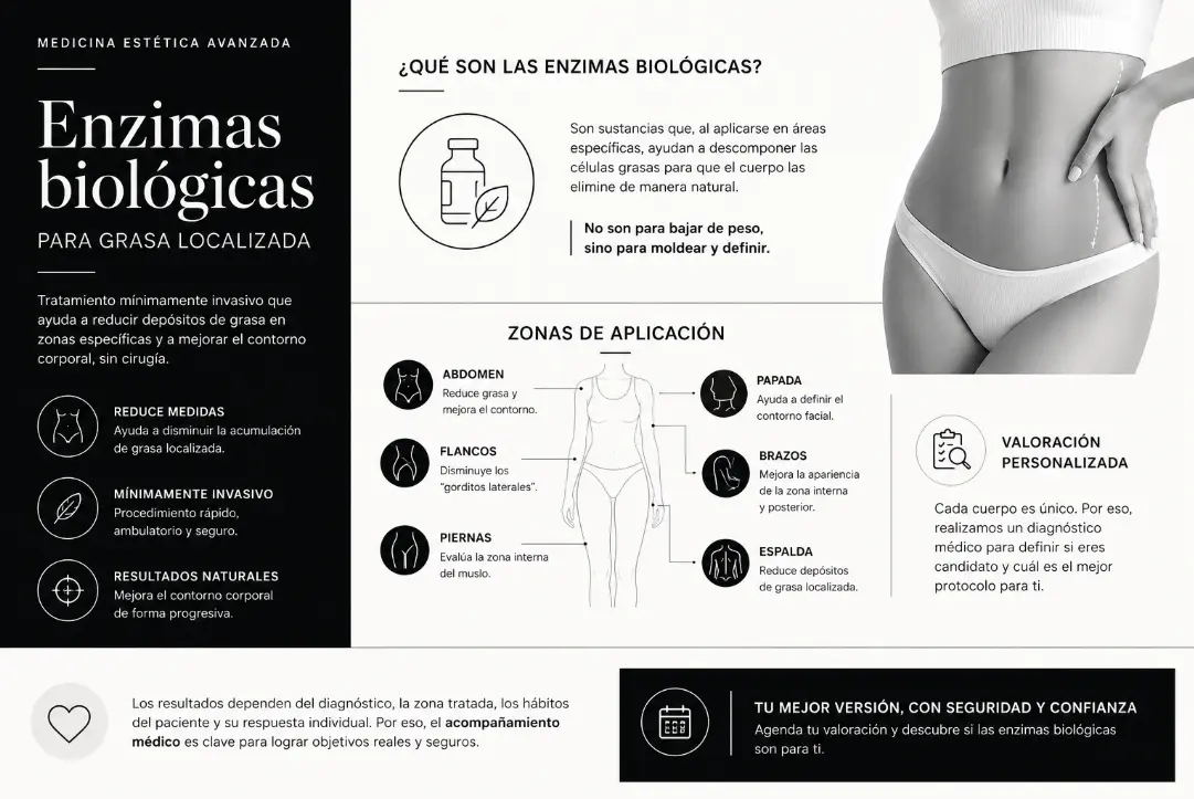 Enzimas biológicas para grasa localizada- Clínica Be Dharma