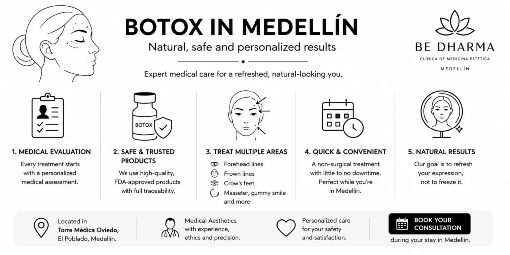 Botox in Medellín-Clínica Be Dharma- Infografia about process