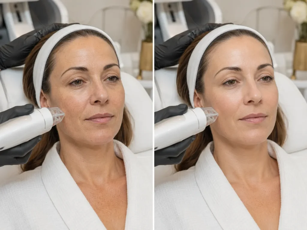 Laser Fotona - antes y despues tratamiento facial - Be Dharma